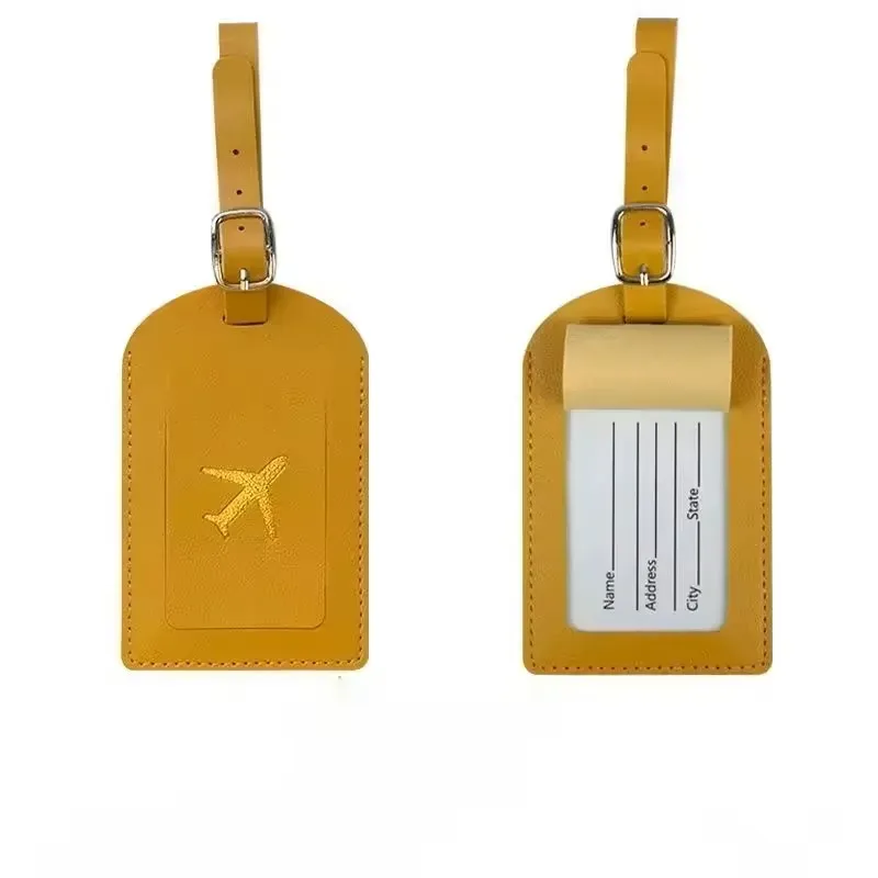 étiquette de bagage de voyage en avion, estampage à chaud, étiquette de sac à main épaisse en cuir pu, couverture de passeport
