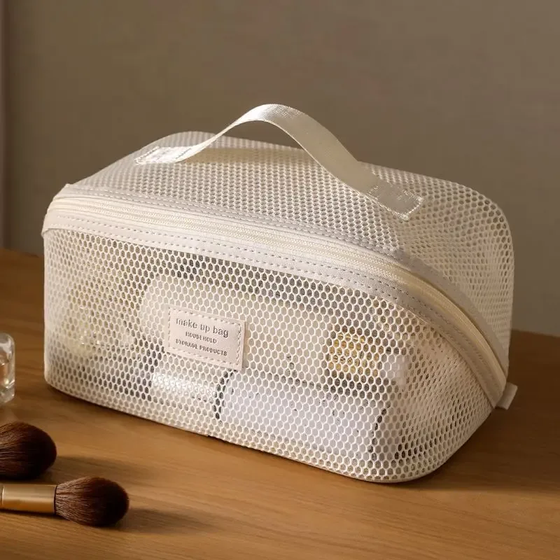 trousse de maquillage, trousse de toilette de voyage, trousse de maquillage en filet de grande capacité, sac portable pour l'organisation et le rangement des cosmétiques