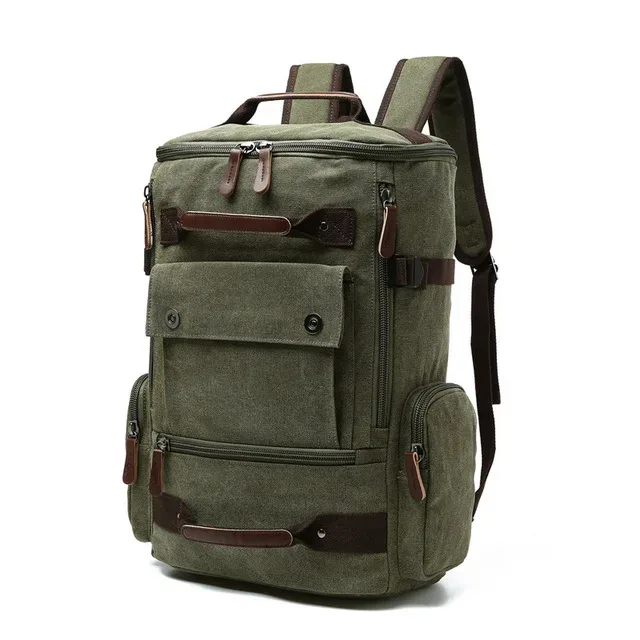 sac à dos vintage en toile pour homme, cartable d'école, de voyage, grande capacité, pour ordinateur portable