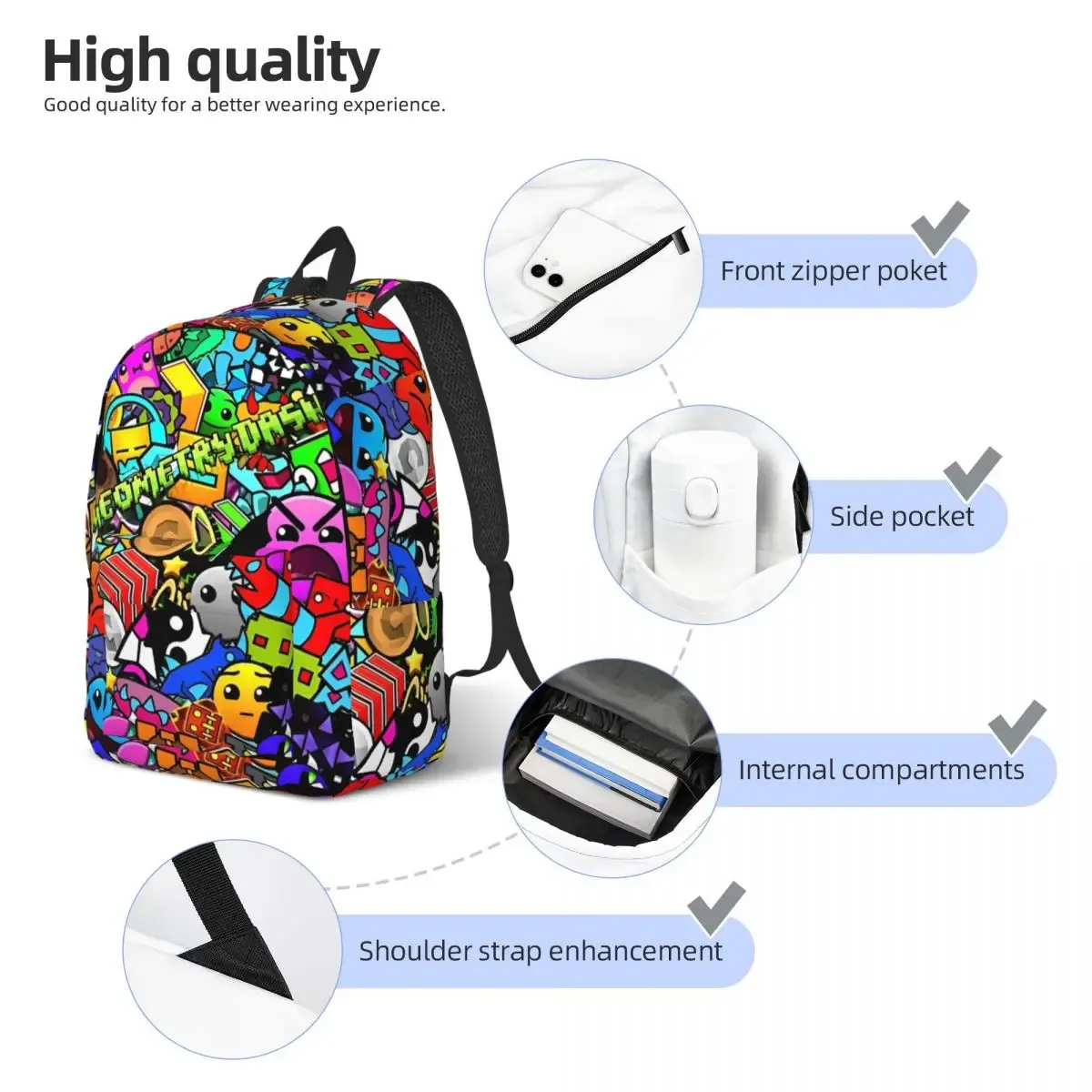 idées de gd géométrie cube gaming dash sac à dos pour hommes femmes mode étudiant randonnée voyage sac à dos collège sac à bandoulière cadeau