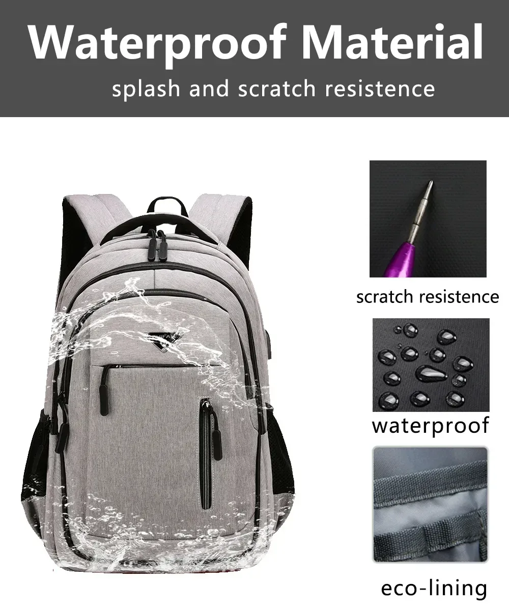 sac à dos de grande capacité pour hommes, sacs à dos pour ordinateur portable 15.6 oxford noir solide, sacs de lycée pour adolescents, collège garçon, sac à dos pour étudiant