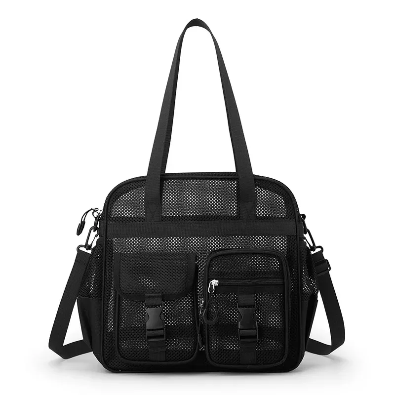 sac de voyage transfrontalier en maille ajourée à bandoulière unique, séchage rapide, respirant, pour la plage, le fitness et les voyages décontractés