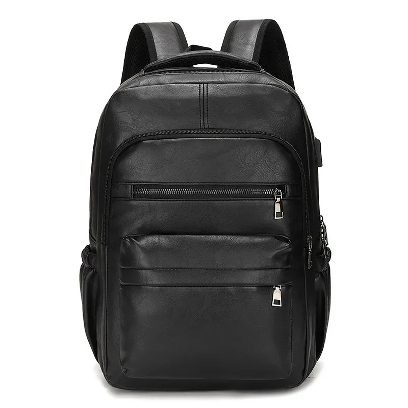 sac à dos hommes sac à dos en cuir pu grands sacs à dos d'ordinateur portable mâle mochilas cartable pour adolescents de haute qualité usb charge