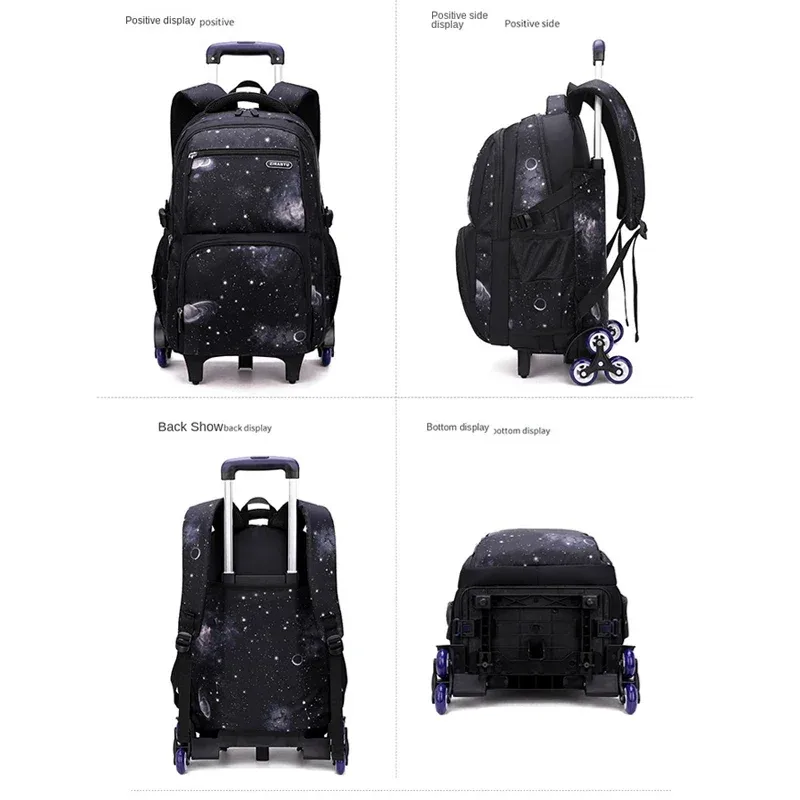 sac d'école enfants sac à dos roulant pour garçon sac à dos à roulettes sac d'école avec roues chariot bookbag bagage à main avec sac à déjeuner