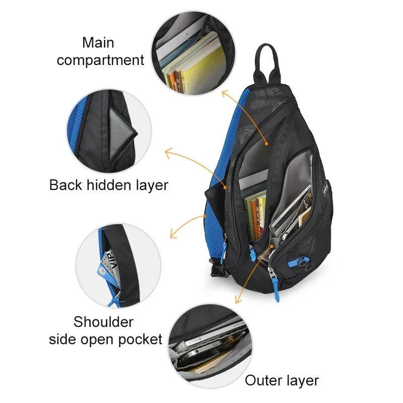 réi fashion-sac à dos pour hommes, one initiated chest bag, male messenger, boys imprimés school bag, travel casual black, 17 ", 19"