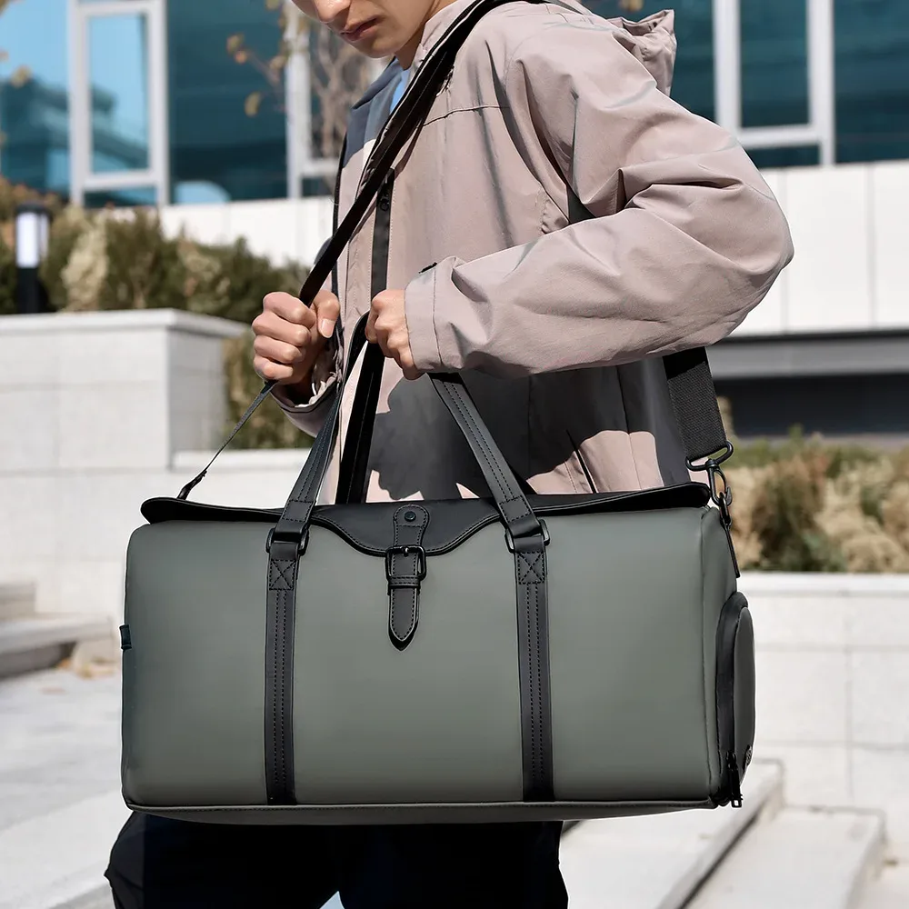 sac de voyage grande capacité pour courtes distances, sac de sport simple et décontracté avec séparation sec-humide, sac de rangement à roulettes