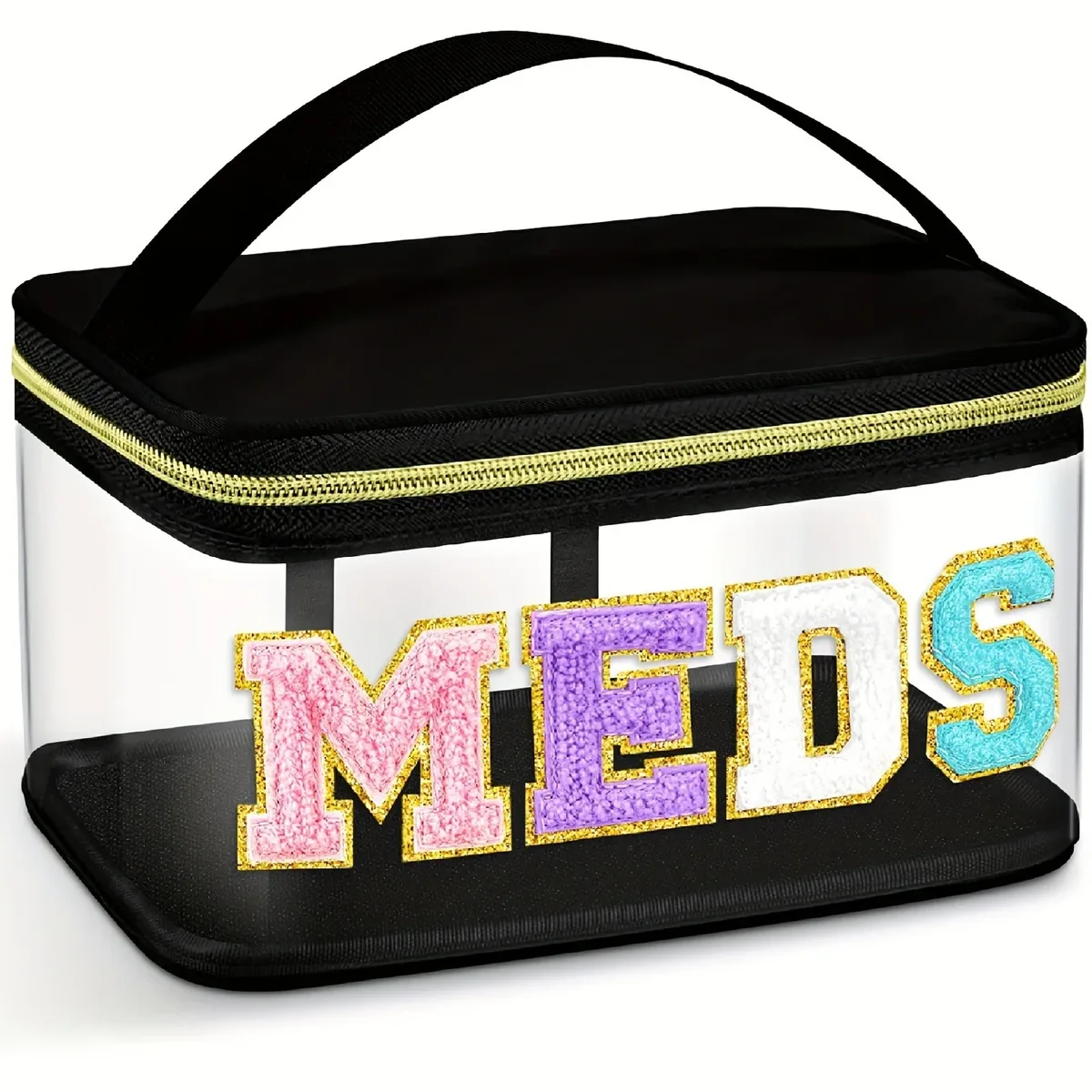 sac de rangement transparent multicolore, trousse de maquillage, sac de rangement de voyage, sac à main portable, trousse de toilette brodée de lettres