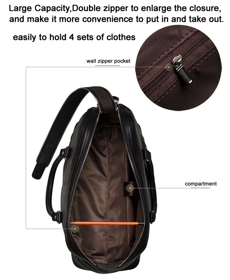 sac de voyage de luxe pour homme en cuir véritable, sac de voyage en cuir pour homme, sacs de week-end, sac à bandoulière pour la nuit, sac fourre-tout masculin noir