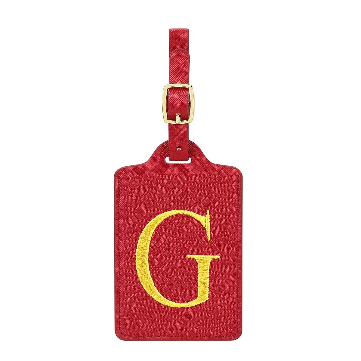 étiquettes de bagage miyin 26 lettres en cuir pu pour valises, protection de la vie privée, accessoires de voyage essentiels, rouge éclatant