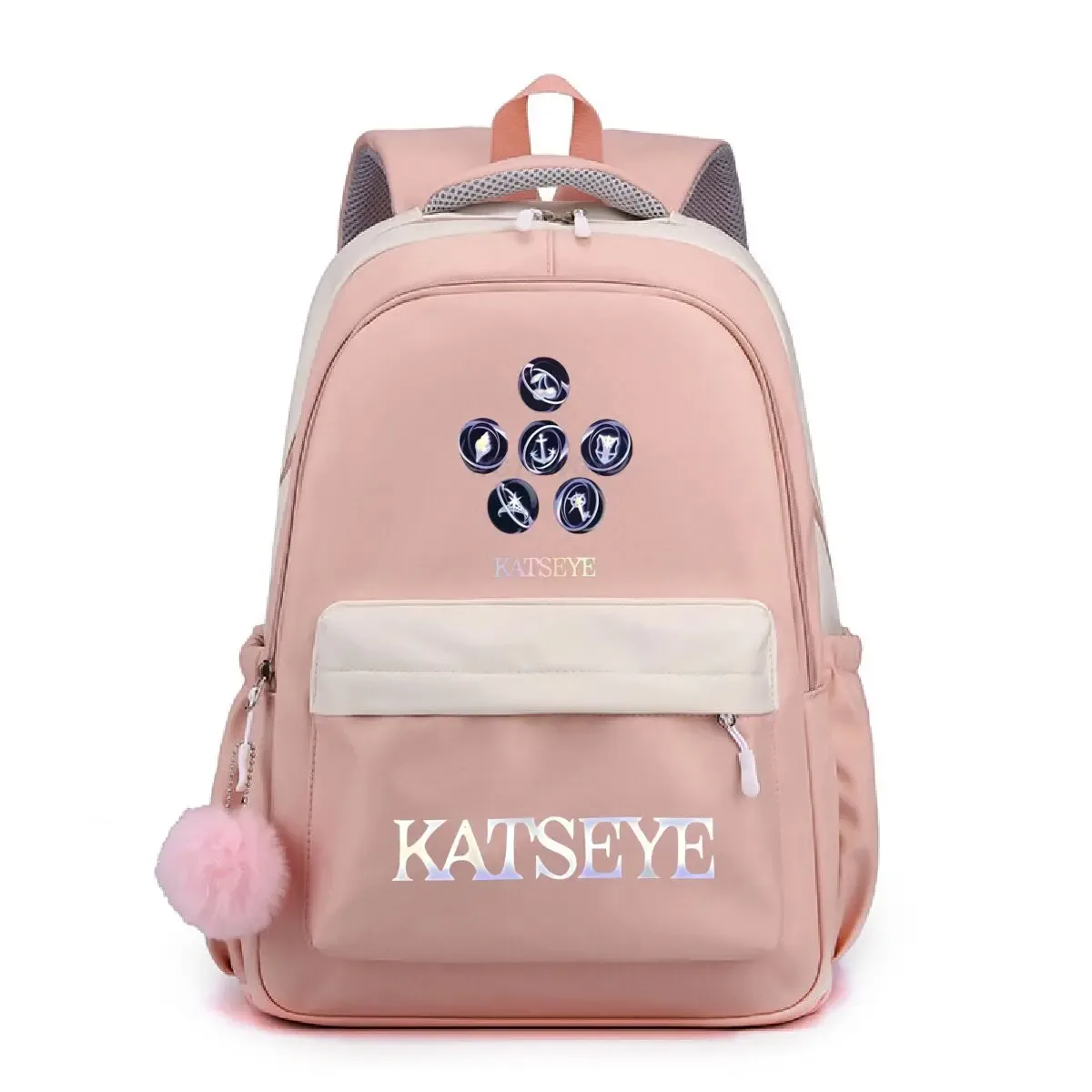 sac d'école à grande capacité avec imprimé œil de chat, sac pour ordinateur portable pour étudiants, sac à dos unisexe pour voyages en plein air, sac à dos tendance pour adolescents et filles