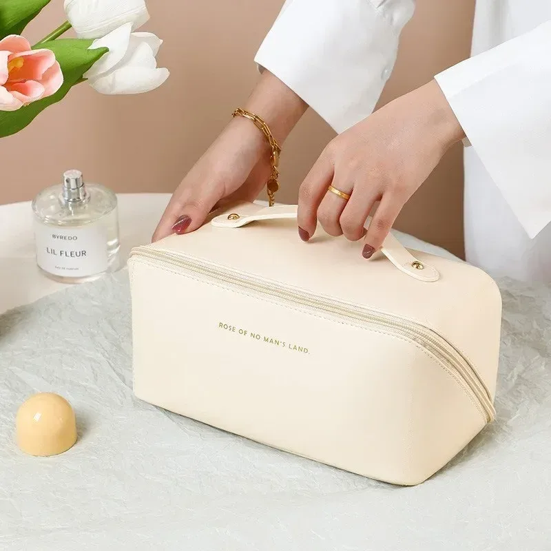 trousse de maquillage d'oreiller portable-nouveau style voyage pour femmes grande capacité organisateur de cosmétiques trousse de toilette pochette de rangement de cosmétiques