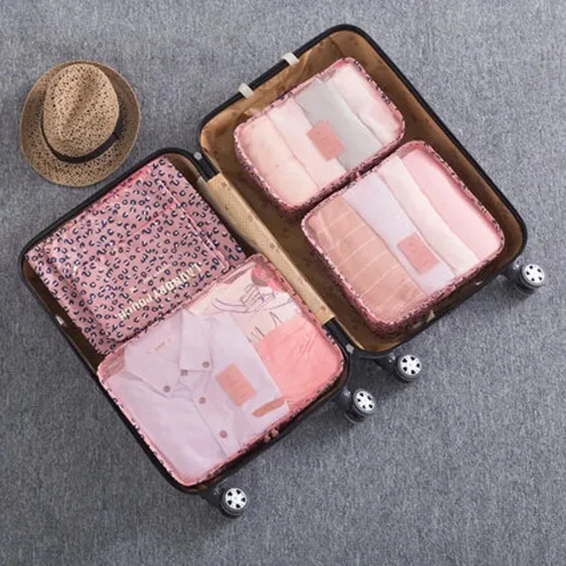 6/7 pièces ensemble organisateur de voyage sacs de rangement emballage multifonction cube sac pour vêtements bien rangé portable garde-robe valise pochette