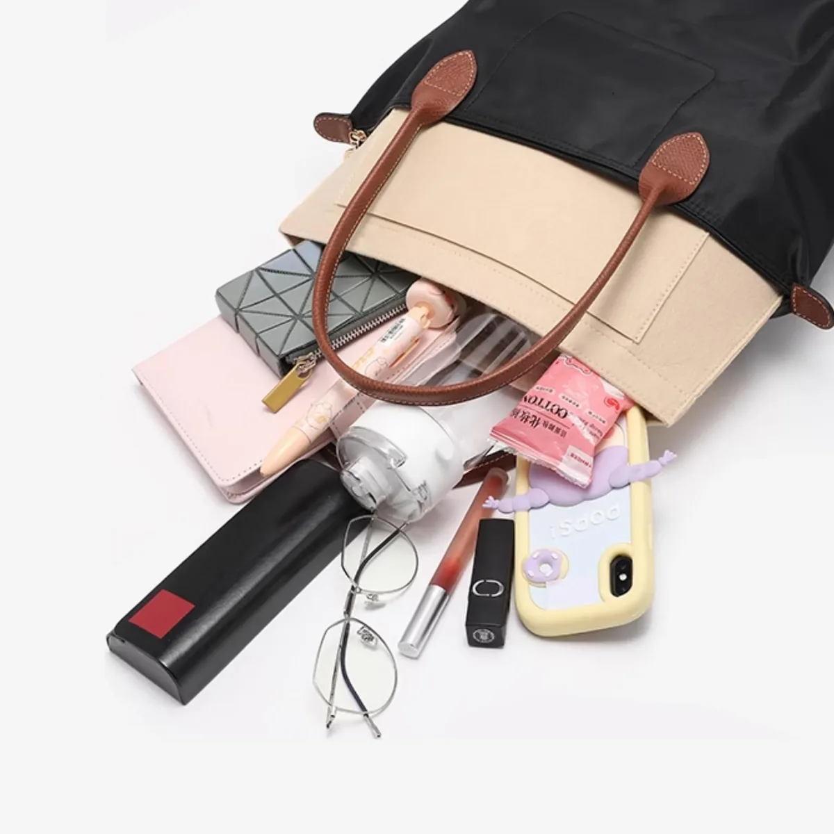 sac à insérer en feutre adapté au sac à main longchamp, sac de doublure en tissu feutré, sac de maquillage, support de voyage, organisateur de sac à main portable