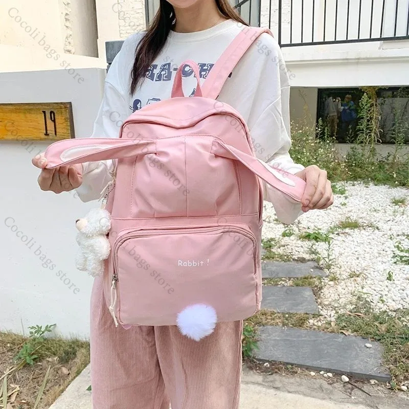 sac à dos oreilles de lapin kawaii pour filles, sac à dos d'école mignon pour filles, sac à dos à usage quotidien en nylon pour la rentrée scolaire