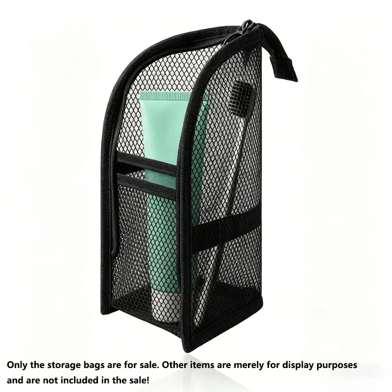 sac de rangement portable pour articles de toilette pour les voyages et les déplacements professionnels - trousse de toilette avec couvercle en maille pour sac à maquillage vertical