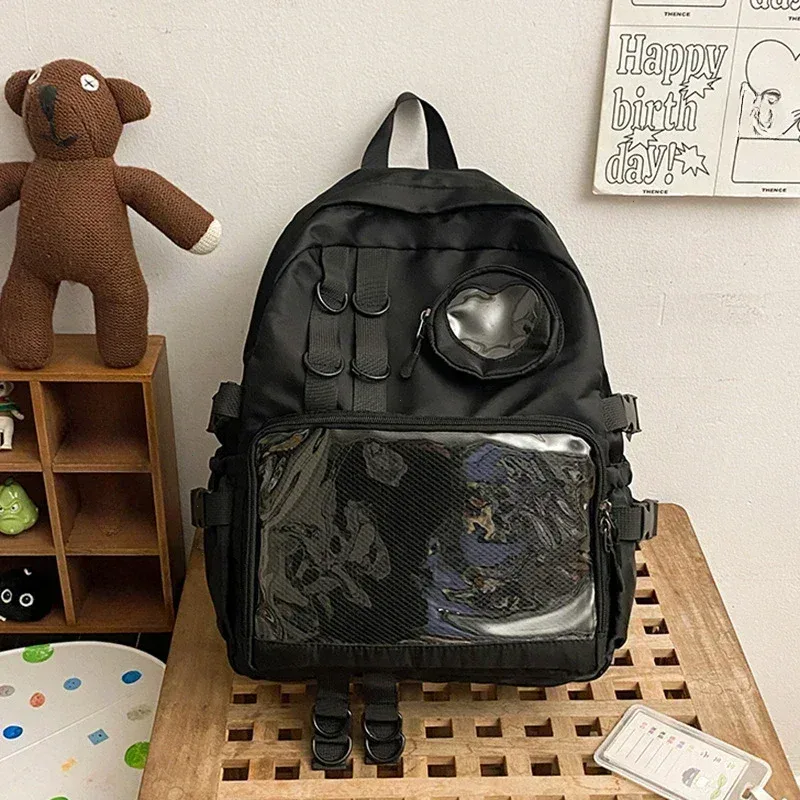 nouveau style de collage kawaii sac d'école sac à dos transparent adolescente itabag amour coeur jk femmes sac à dos pochette d'ordinateur