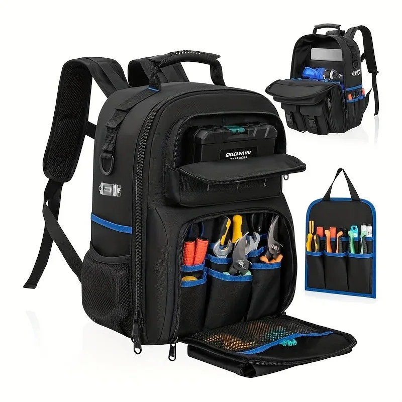 sac à dos multifonctionnel en tissu oxford résistant à l'usure, avec compartiment rembourré amovible pour outils électriques, sac à dos imperméable pour travaux en extérieur
