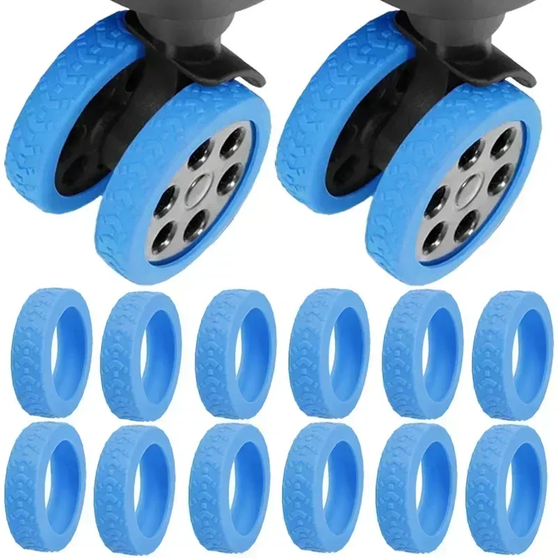 valise en silicone, étui de protection de roue avec son silencieux, roulettes pour bagages de voyage, chaussures, réduit le bruit, boîte de chariot, roulettes