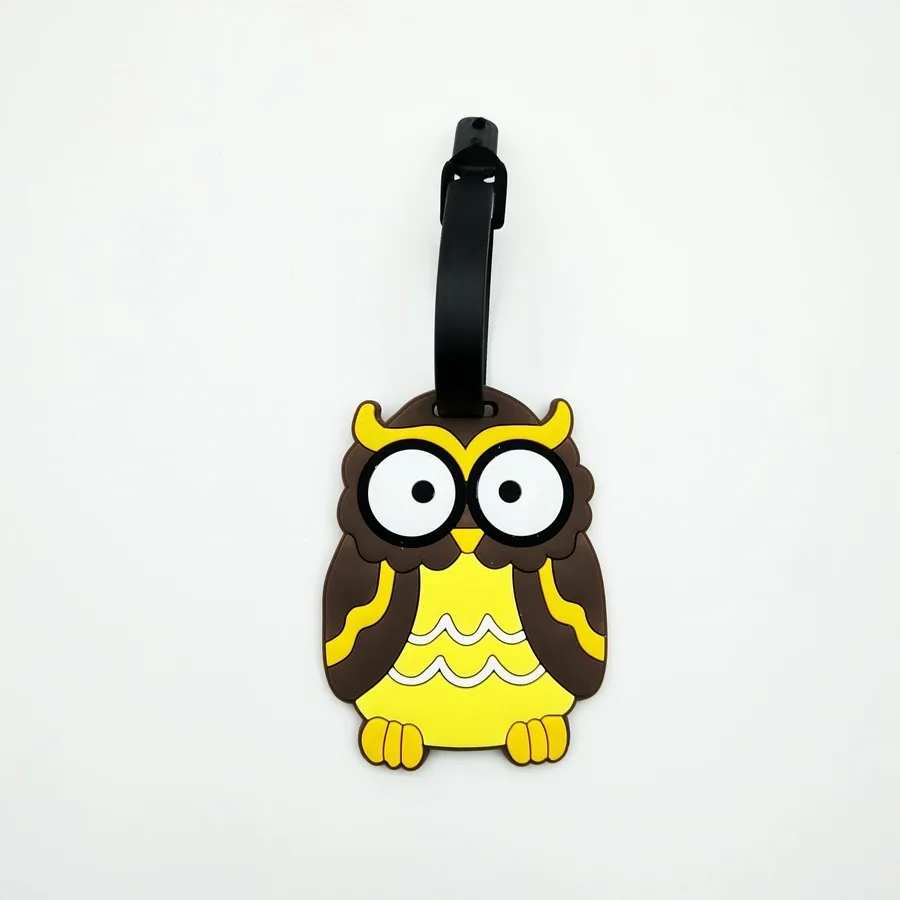 étiquette de bagage de hibou de conception mignonne pour les voyages d'affaires, identification anti-perte d'aéroport, essentielle pour sortir au travail, unisexe, 1pc, 2pcs
