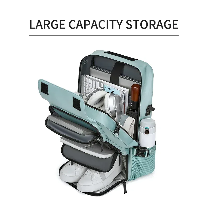 sac à dos de voyage pour femme, sac à dos imperméable pour ordinateur portable de 16 pouces avec sac à chaussures, port de chargement usb caché, sac à dos pour randonnée et camping