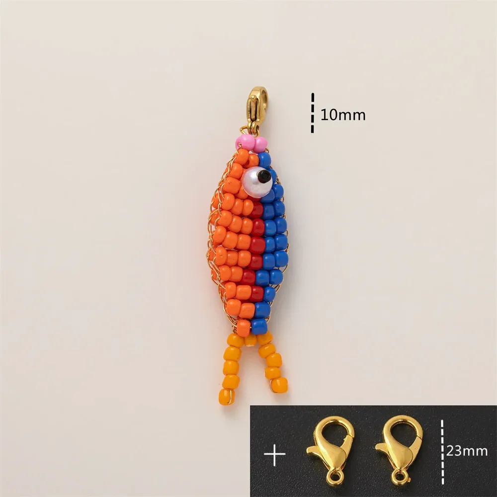 sac à dos en forme de poisson en perles fait à la main, pendentif à fermeture éclair, décoration suspendue pour filles, porte-clés d'étudiant, accessoires de bricolage, ornements