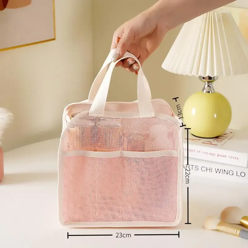 sac à main en maille pour maquillage, lot de 3, trousse de toilette portable pour le rangement des rouges à lèvres et des accessoires