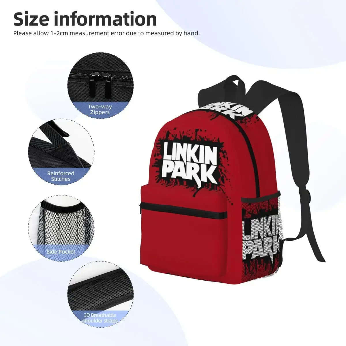 l-linkin-s p-park-s band sac à dos pour étudiant, sac d'école, randonnée, voyage, sac à dos pour garçons et filles, sac à bandoulière à la mode