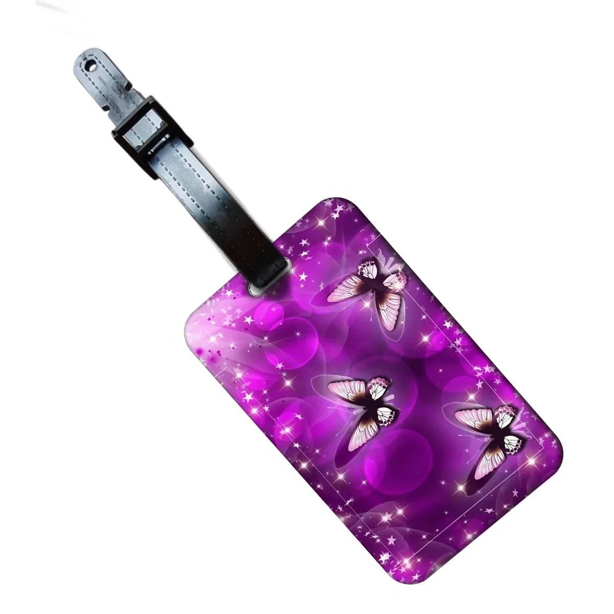 étiquette de bagage papillon pour femmes, porte-adresse d'identification pour valise de voyage, porte-billets de bagage portable pour filles