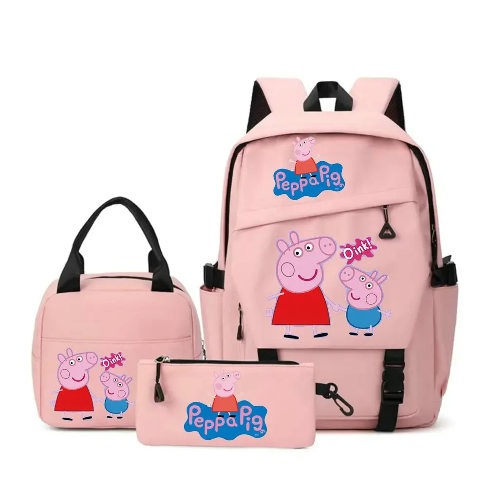 sacs à dos peppa pig avec sacs à lunch, sacs d'école pour étudiants et adolescents, sacs à dos légers pour femmes, sac de voyage décontracté