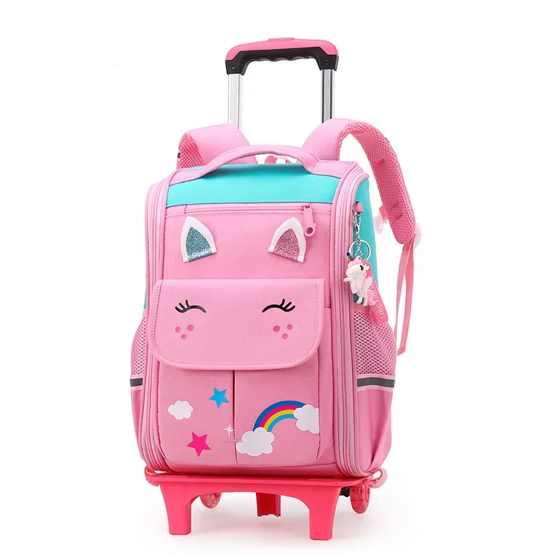enfants chariot sac à dos roues étudiant haute capacité sacs d'école sac à dos roulant enfants chariot sac école sac à dos sac à roulettes