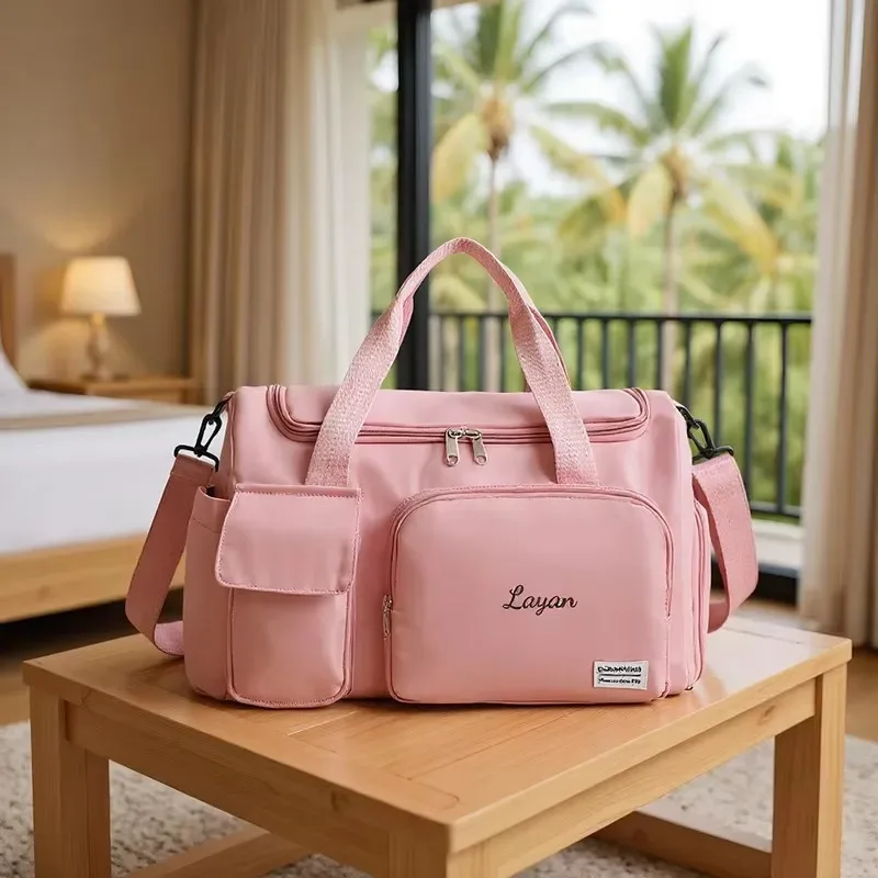 sac à bandoulière personnalisé avec broderie, multi-poches, grande capacité, sac de voyage, sac à bandoulière, adapté aux voyages et aux vacances, sacs de rangement.