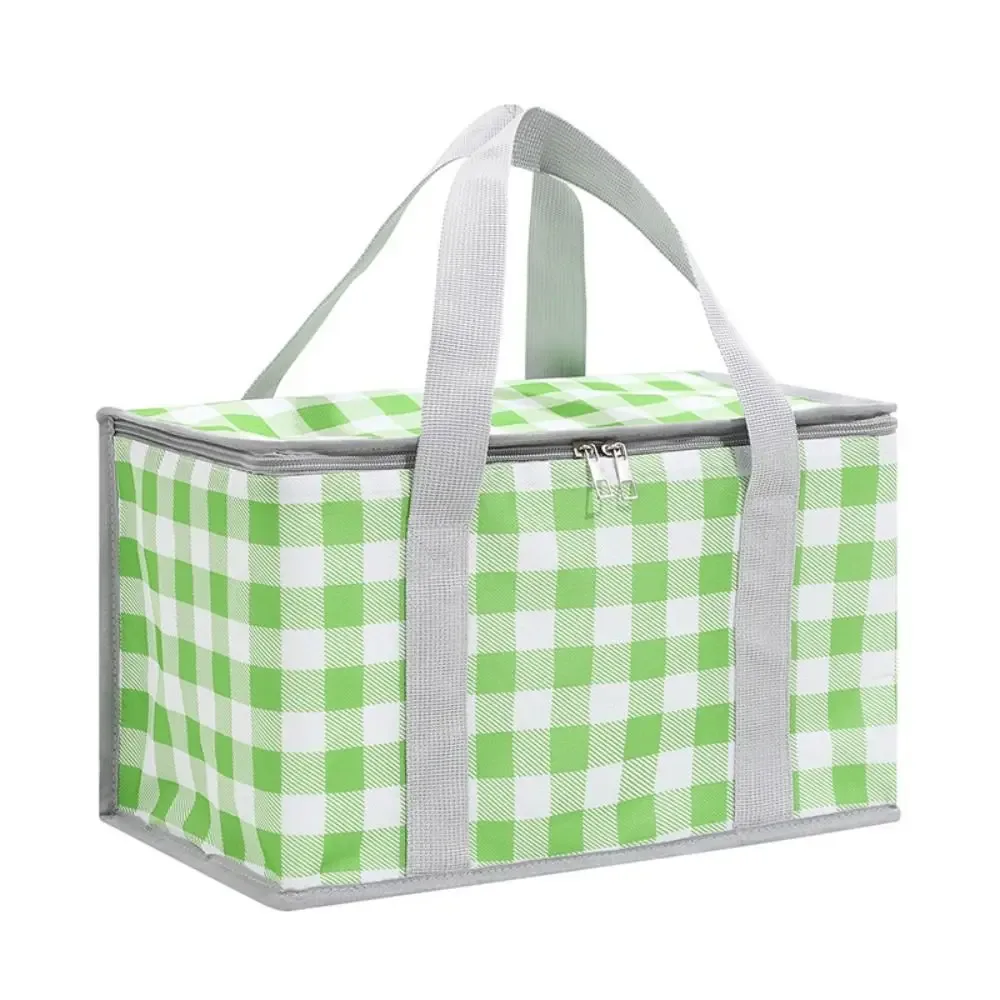 sac de rangement isotherme à carreaux pour femme, sac fourre-tout pour pique-nique printanier, sac à main pour aliments, sac de camping pour conservation des aliments