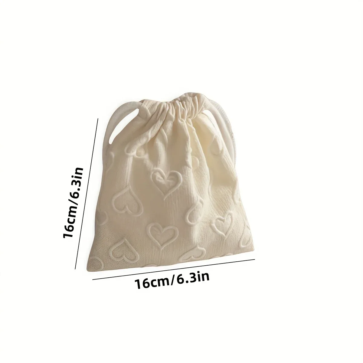 sac de rangement à cordon imprimé cœur mignon, 1 pièce, organisateur de voyage portable pour chargeurs, écouteurs et câbles de données, sac de rangement mignon