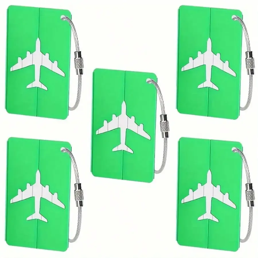 étiquette de bagage en aluminium étanche, motif avion minimaliste avec anneau en acier inoxydable, porte-passe d'embarquement, porte-carte d'identité de voyage