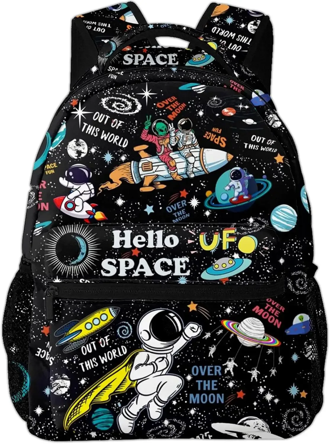 sac à dos d'école fusée d'astronaute spatial pour garçons, enfants filles, sangle réglable, sac à livres d'école de 16 pouces, sac de jour d'extérieur, cadeaux