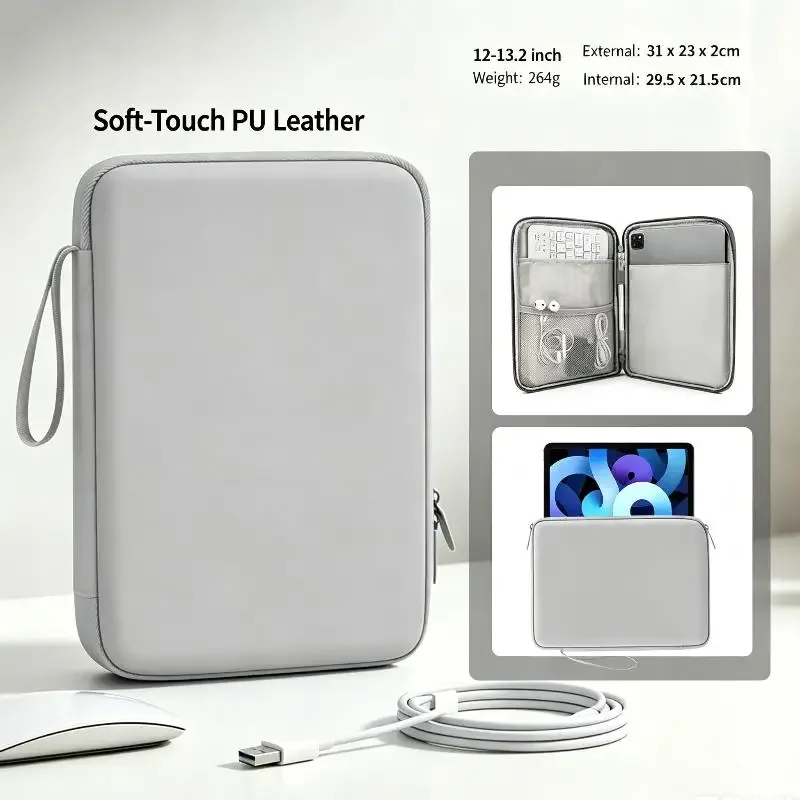 étuis pour tablette de 11/12,9 pouces, sacoche portable pour tablette, pochette de rangement protectrice pour les voyages quotidiens et l'utilisation au bureau
