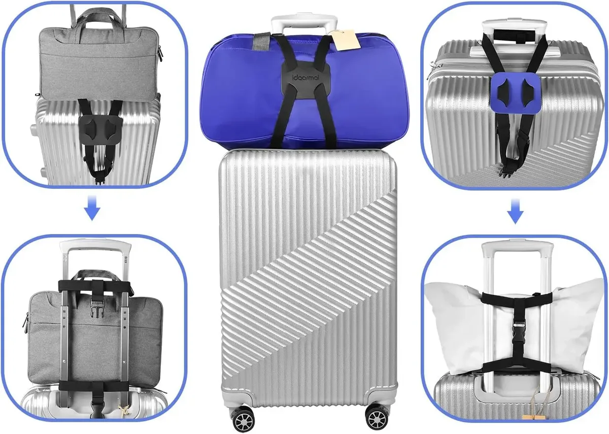 sangles de bagage élastiques, sangle de valise réglable, sangle élastique pour valise facile à fixer – (noir)