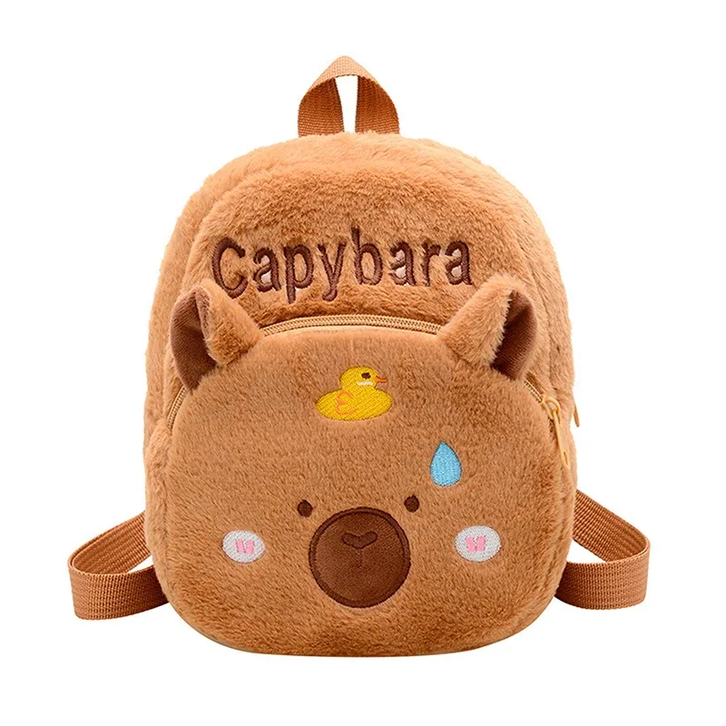sac à dos en peluche capybara kawaii pour femme, sac fourre-tout drôle de dessin animé, grande capacité, cadeau pour enfants, polyvalent, nouveau