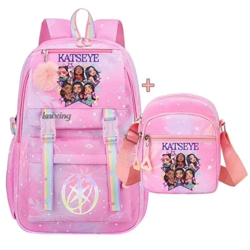 sacs à dos katseye avec imprimé amusant pour étudiants, sacs à dos pour la rentrée scolaire, sacs d'école grande capacité, sacs à dos de voyage pour l'extérieur