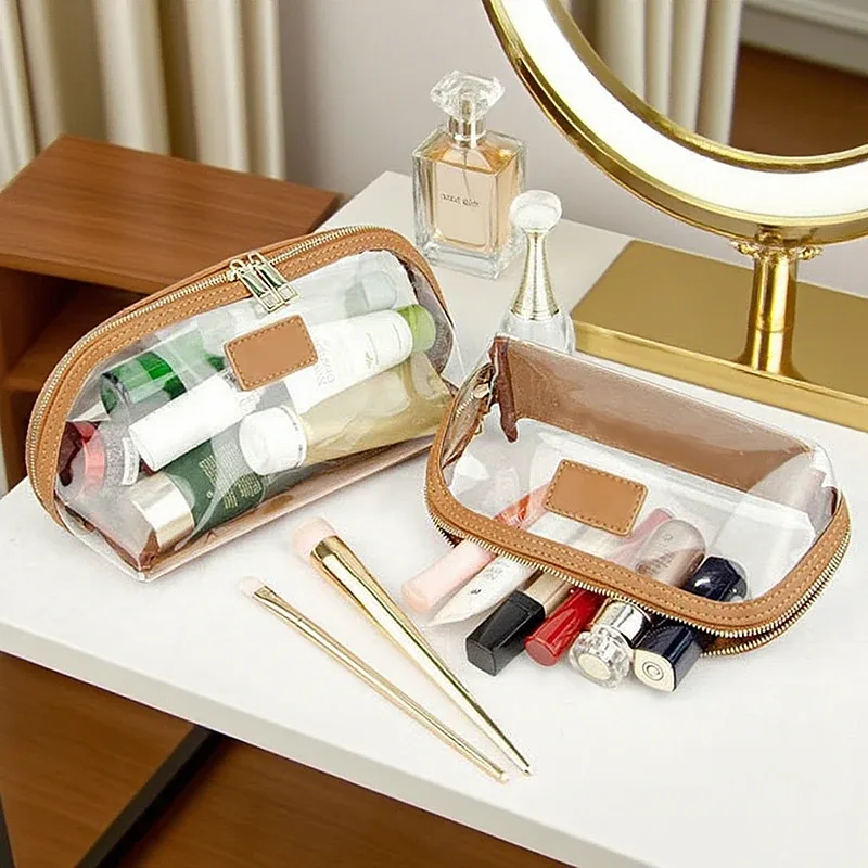 sac à cosmétiques étanche en pvc avec nom personnalisé de voyage, sac de maquillage de grande capacité en cuir saffiano avec initiales gravées, sac de rangement de luxe