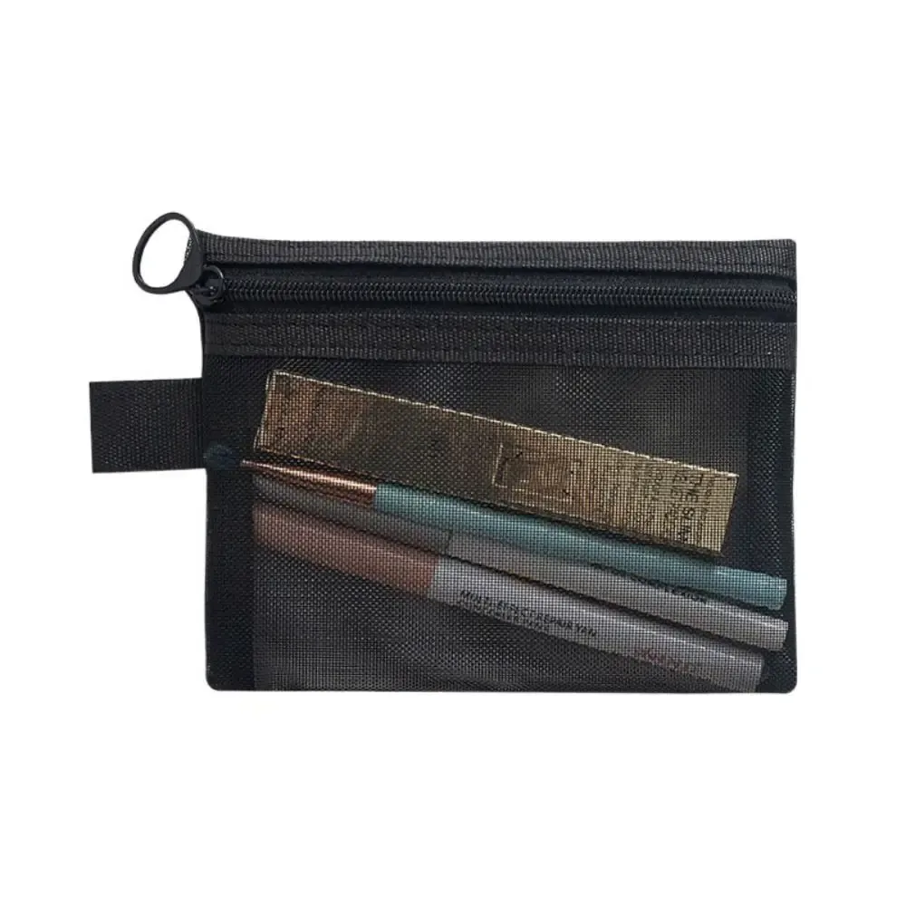 sac à cosmétiques en maille de grande capacité, sac carré à fermeture éclair, trousse de maquillage, étuis à crayons, pochette de lavage, étuis à cosmétiques pour dames