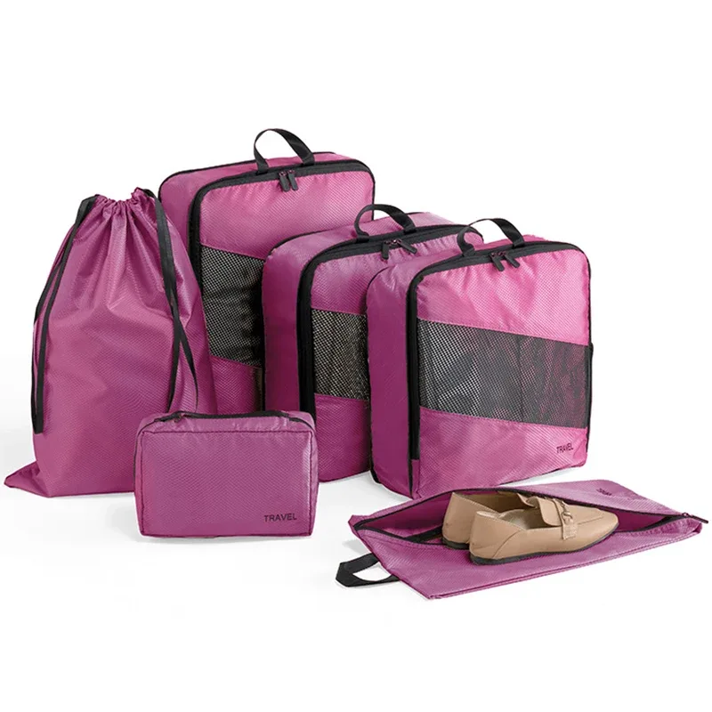lot de 6 cubes de compression étanches pour bagages de voyage – organisateurs de valises, sacs de rangement compressibles