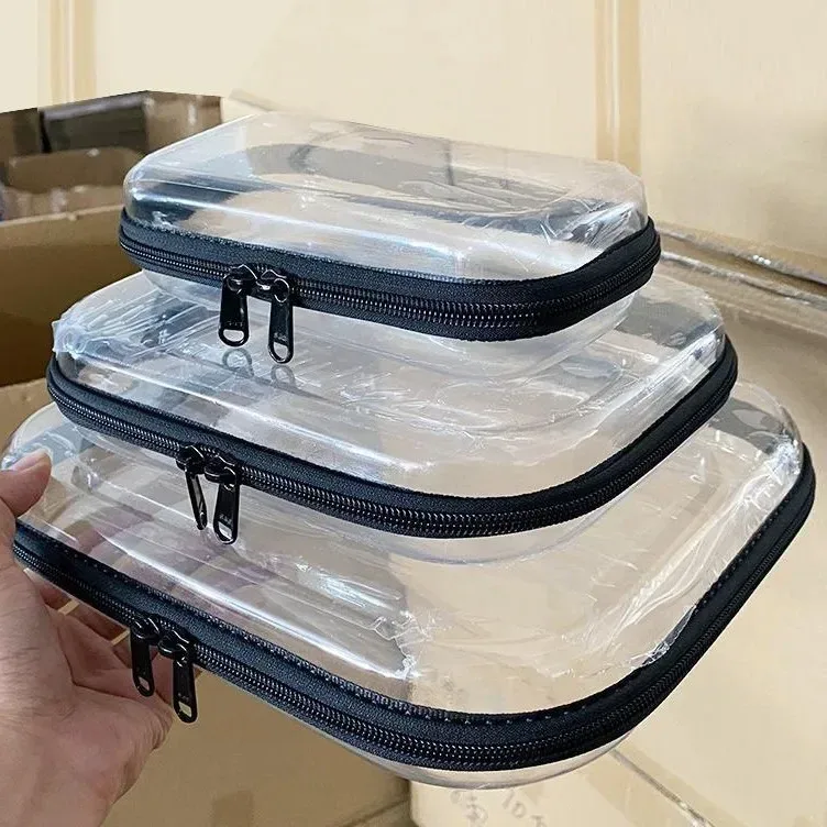 Boîte de rangement en PET grande capacité, trousse de toilette de voyage, ensemble de trois pièces, sac de rangement pour cosmétiques, organiseur de maquillage, sac de transport