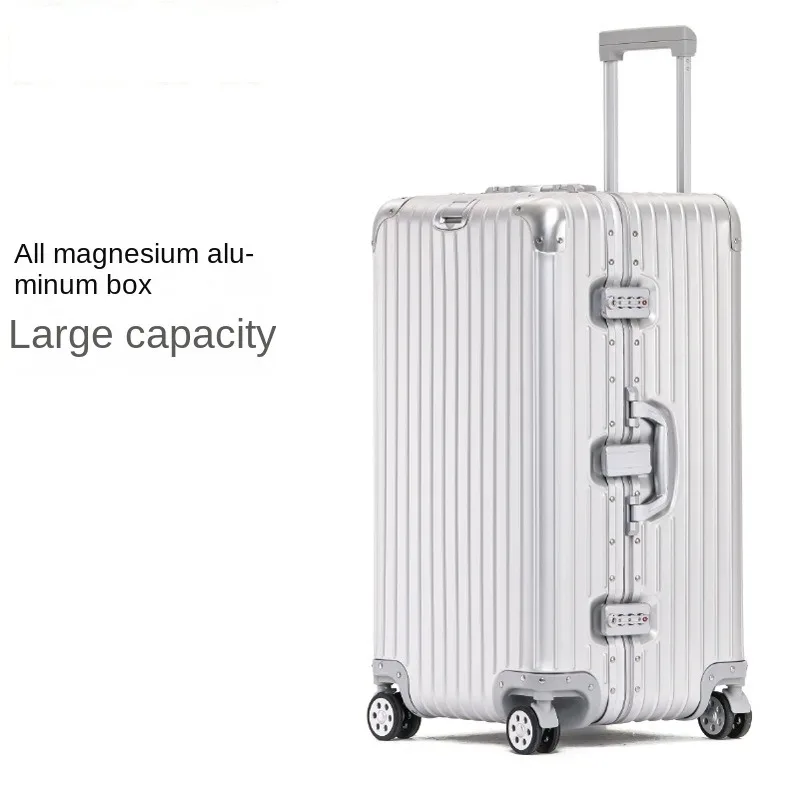 valise en alliage d'aluminium et de magnésium 100%, bagage métallique extra large, grande capacité, valise de voyage épaisse de 30 pouces, bagage de 32 pouces