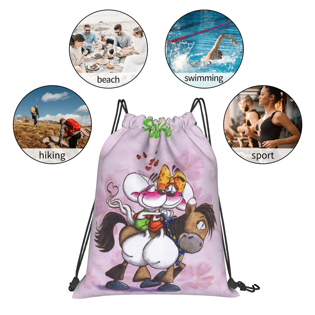 sacs à cordon mignons d-diddl rat, sac à dos de sport, sac de sport résistant à l'eau, sac à cordon pour le cyclisme