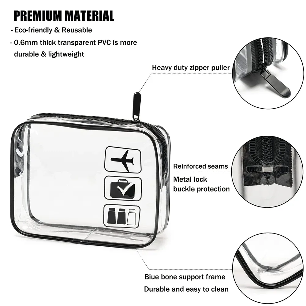 pochette à cosmétiques 3 pièces, sacs de toilette transparents, sac de toilette compatible avec la compagnie aérienne aéroport, trousse de toilette de voyage pratique fa