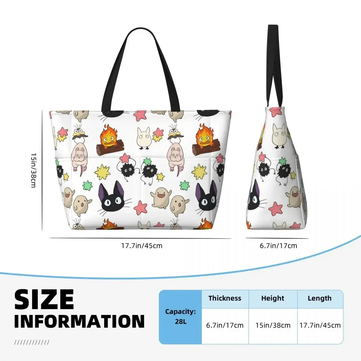 sac fourre-tout de plage au design ghibli, sac de sport, de yoga, de voyage, grand sac fourre-tout pour femmes, sac de fitness