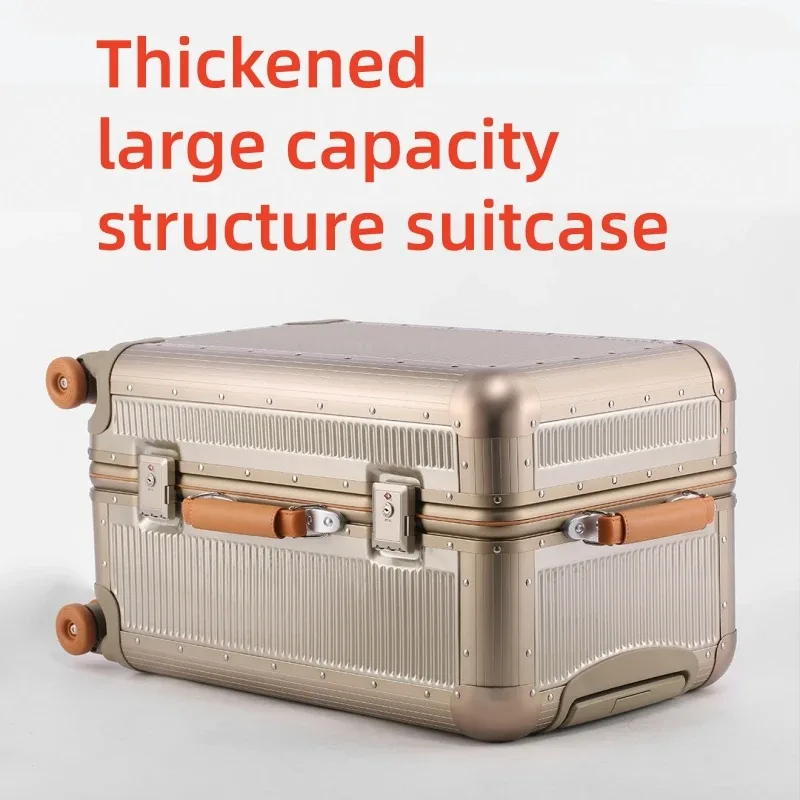 nouvelle valise 2026 avec cadre en aluminium, serrure tsa, sac de voyage à roulettes, matériau pc de haute qualité, bagage à roulettes 20/24/28 pouces