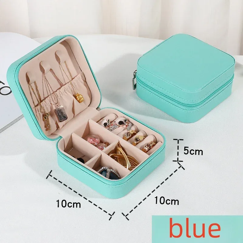 mini boîte de rangement pour bijoux, portable, pour voyages en famille, boîte de rangement pour boucles d'oreilles et colliers, organisateur de bagues pour femmes, boîte de présentation en cuir pu