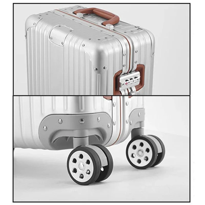 valise en alliage d'aluminium et de magnésium avec serrure douanière, bagage cabine métallique, valise de voyage rétro en aluminium 20/24/26/29 pouces